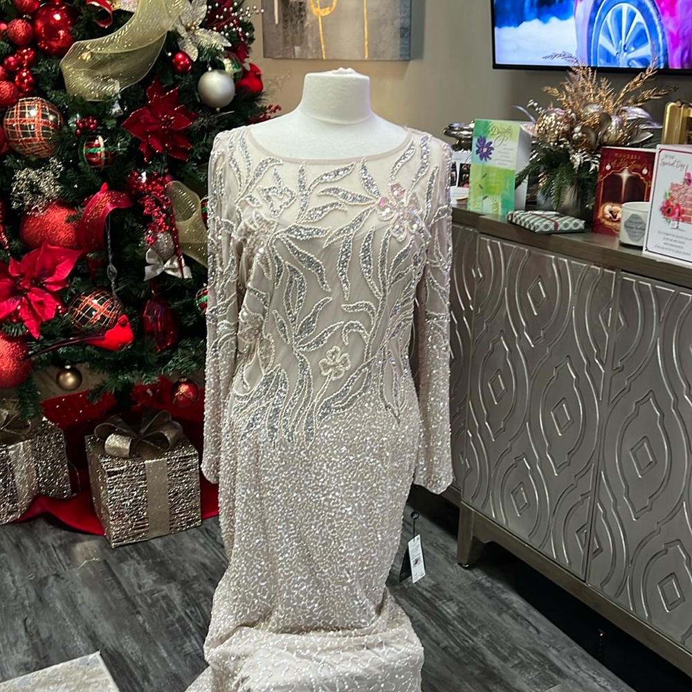 Adrianna Papell long beaded dress